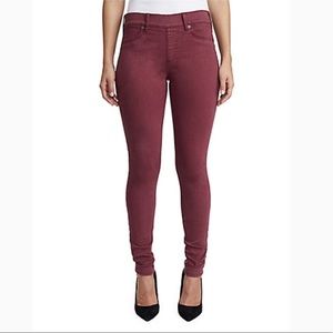 Burgundy denim skinny jeans